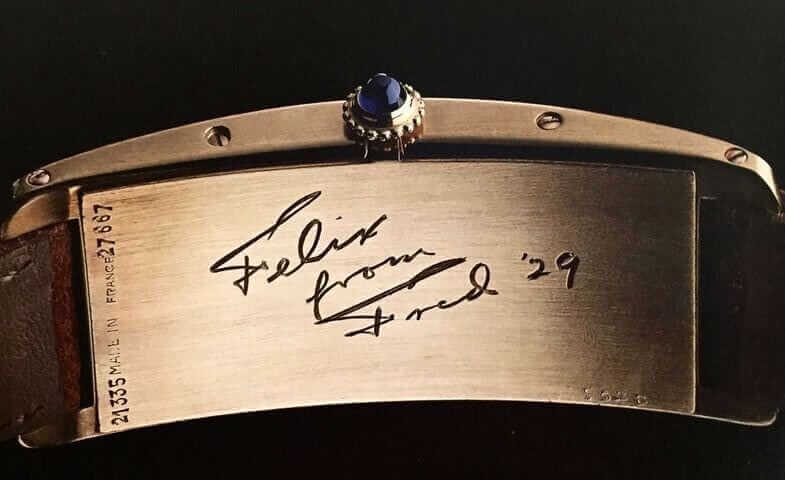 Felix From Fred 29 χαραγμένο στο πίσω μέρος του Cartier