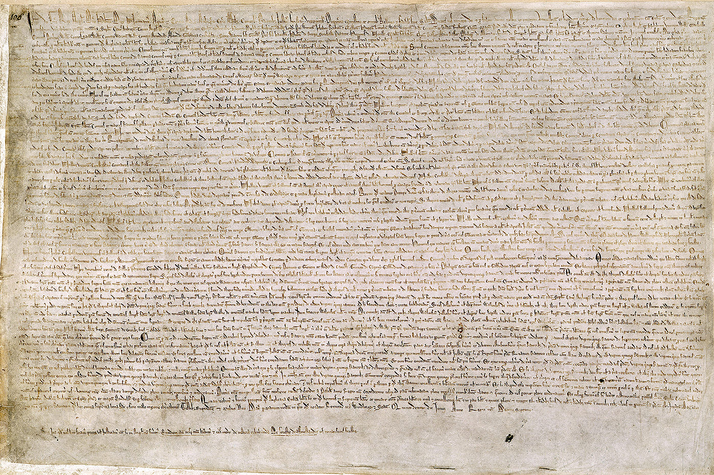 Το πρωτότυπο έγγραφο της Magna Carta του 1215 από τη Βρετανική Βιβλιοθήκη.
