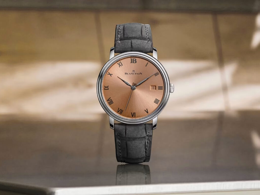 Blancpain Villeret Ultraplate 38mm με σομόν καντράν και λουράκι nubuck
