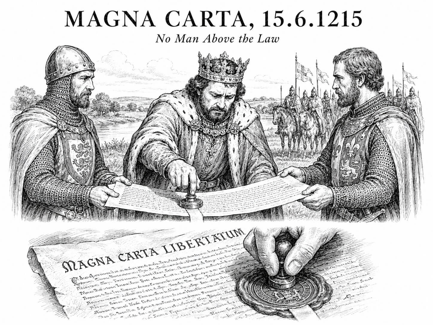 15 Ιουνίου 1215, ο King John έθεσε τη σφραγίδα του στη Magna Carta.