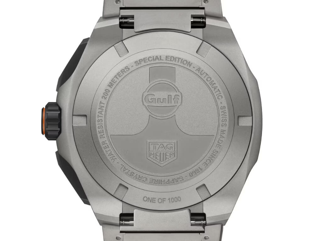 Βιδωτό πίσω καπάκι τιτανίου TAG Heuer Formula 1 x Gulf με χάραξη