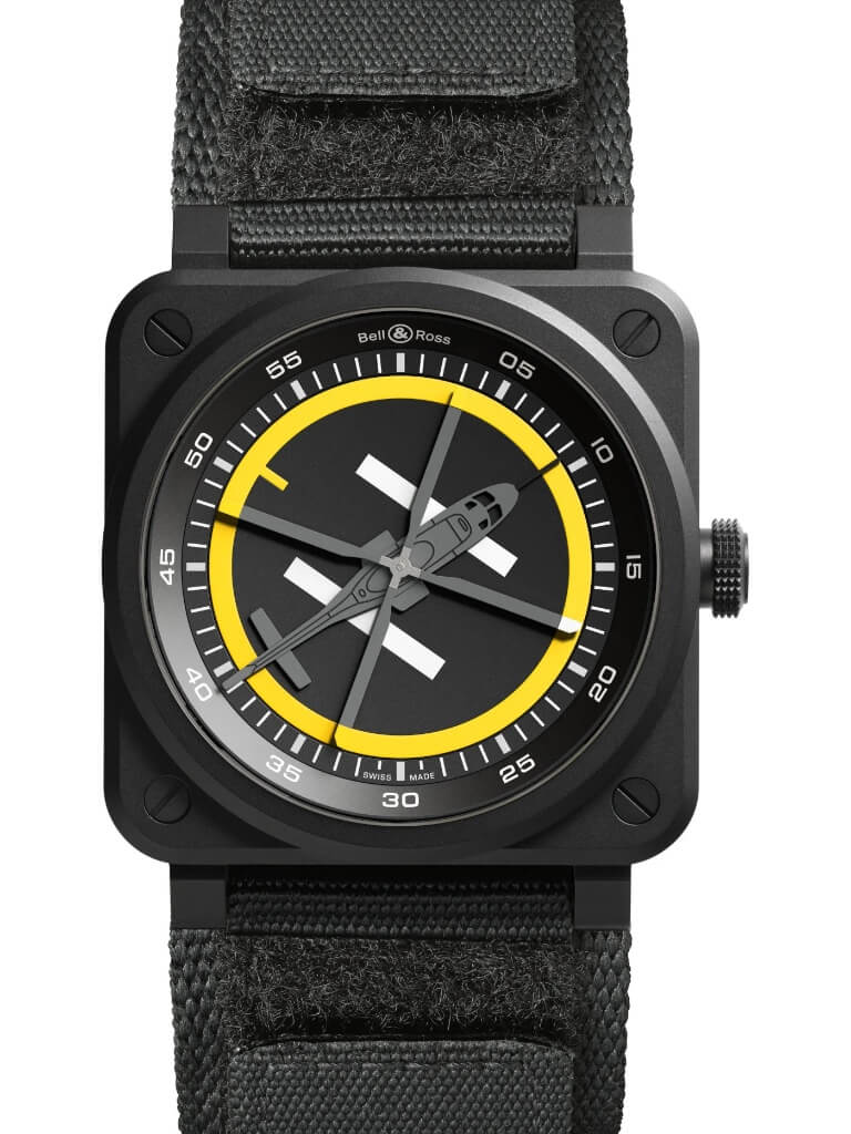 Bell & Ross BR-03 Helipad με λουράκι από μαύρο συνθετικό ύφασμα