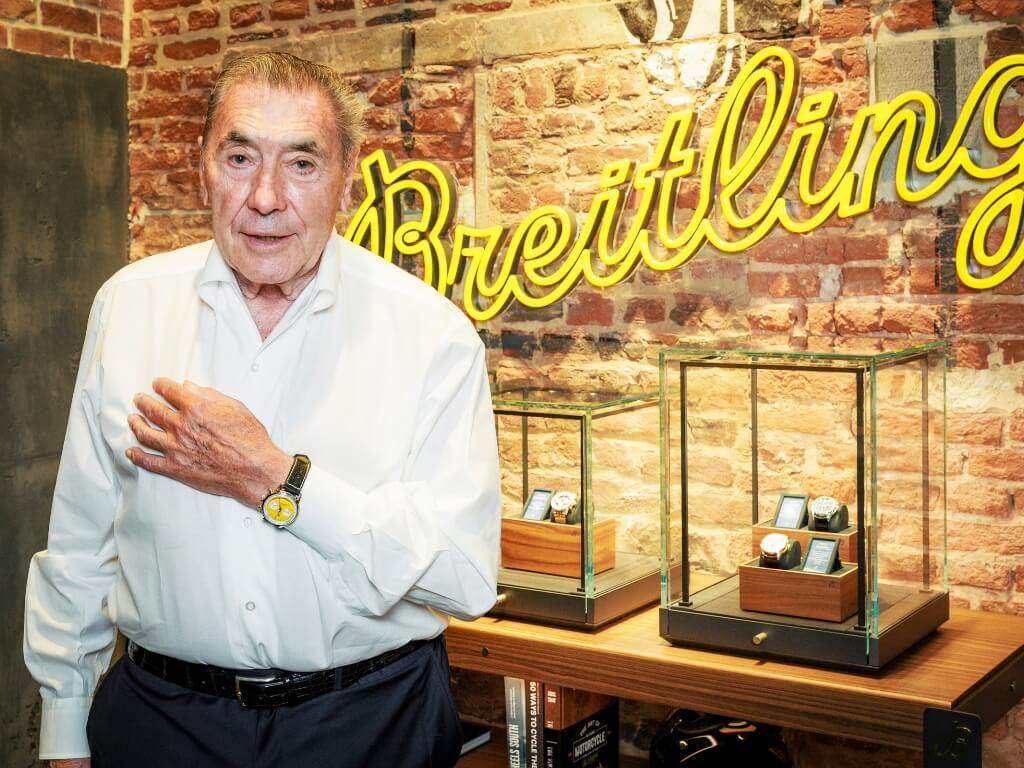 Το Breitling Top Time B01 Eddy Merckx φορεμένο στον καρπό από τον ίδιο