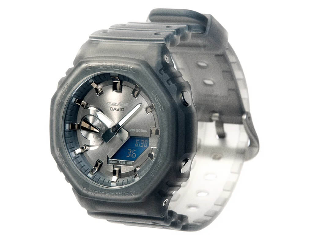C2H4 x G-SHOCK GA-2100 Space Age με ημιδιαφανές λουράκι και ασημί καντράν