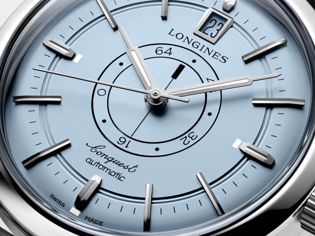 Καντράν του Longines Conquest Heritage Central Power Reserve με κεντρική ένδειξη αποθέματος ισχύος